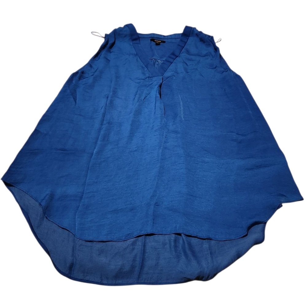 Women’s 1X Alfini Blue Essential Sleeveless V-Neck High-Low Hem Shirt